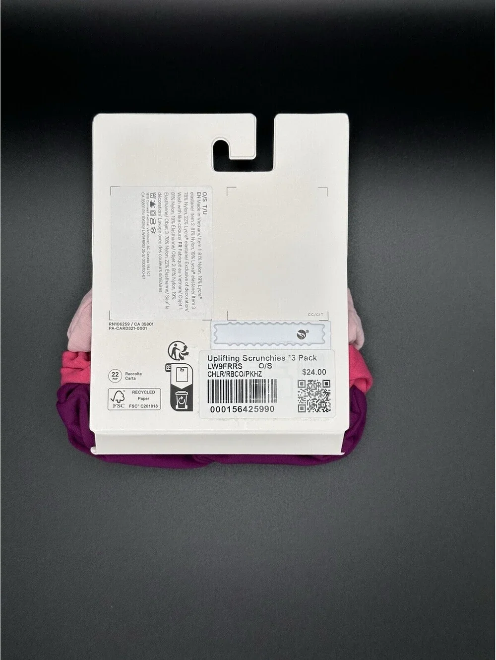 Lululemon Uplifting Scrunchie (Pink Haze/Raspberry Coulis/Chilled Grape) - 0001